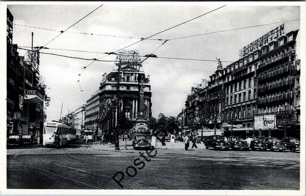 [Brussel0594] Brussels - "Place de Brouckère" - Place de Brouckère with tram lines and historical cityscape