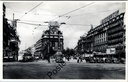 Brussels - "Place de Brouckère" - Place de Brouckère with tram lines and historical cityscape