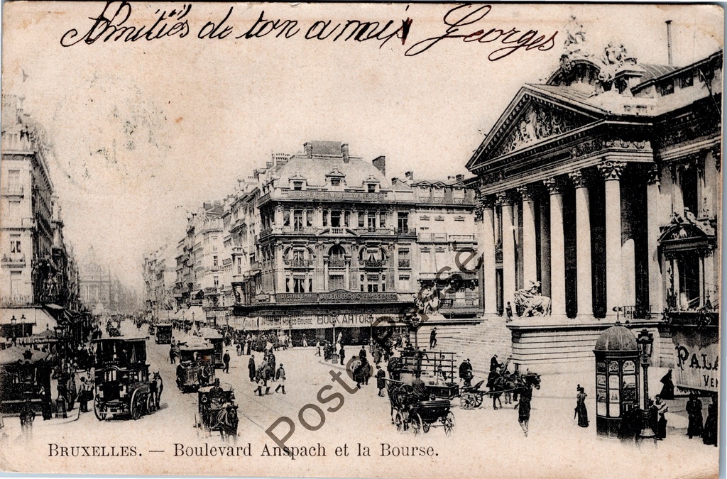 [Brussel0280] Brussels - "Boulevard Anspach et la Bourse" - Boulevard Anspach and the Stock Exchange