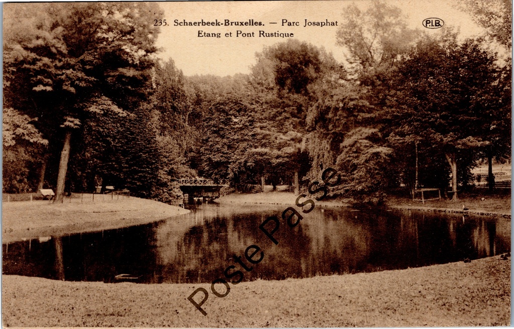 [Brussel0202] Schaarbeek - "Parc Josaphat Etang et Pont Rustique" - Josaphatpark vijver en rustieke brug