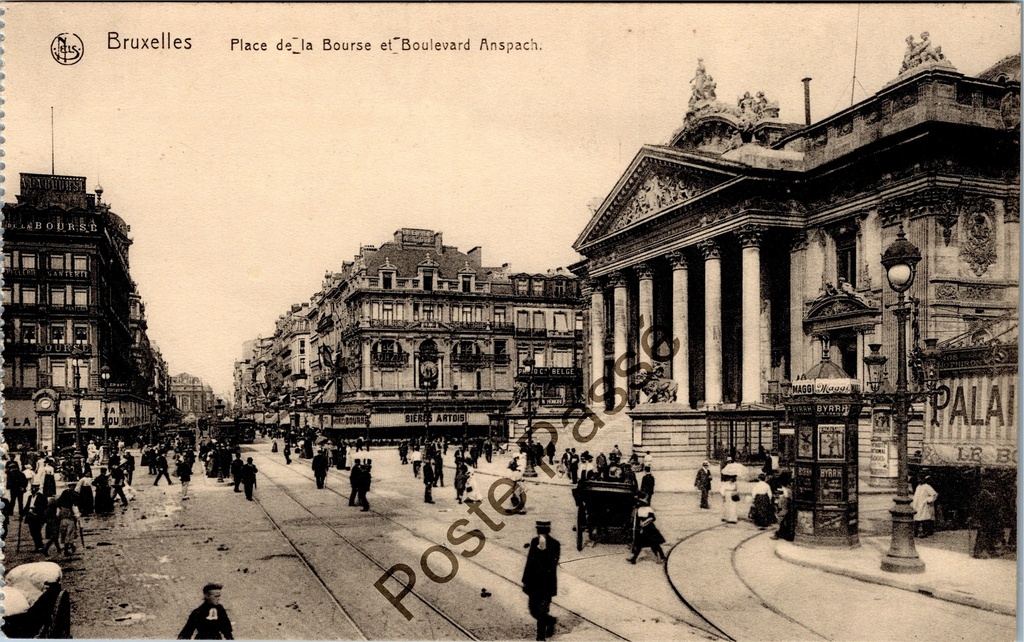 Brussel - "Place de la Bourse et Boulevard Anspach" - Beursplein en Anspachlaan