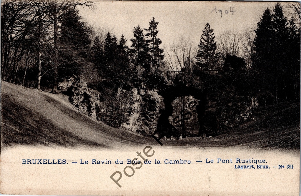 [Brussel0096] Brussel - "Le Ravin du Bois de la Cambre - Le Pont Rustique" - Ravijn van het Terkamerenbos met rustieke brug