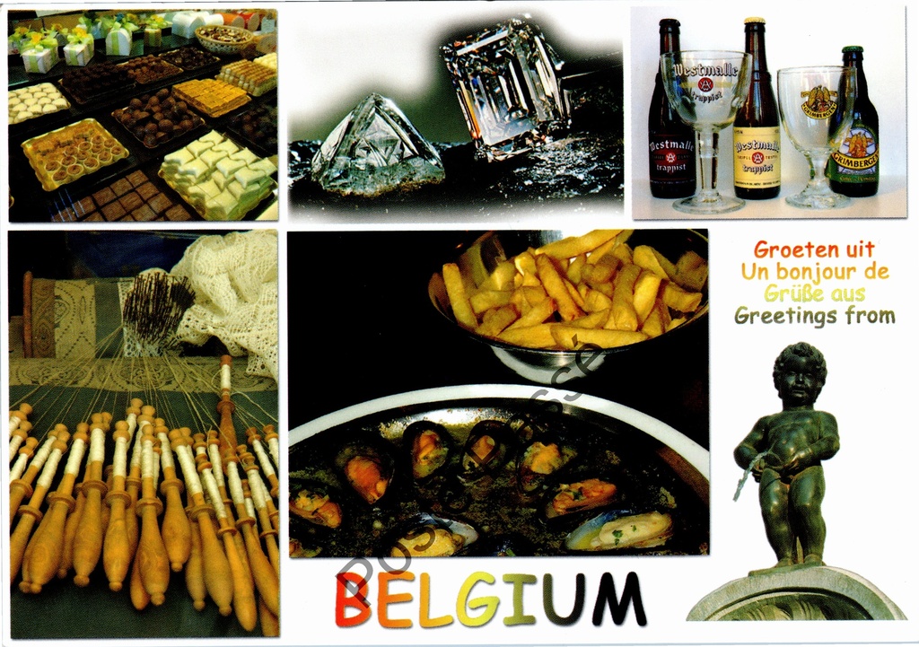 Brussel - "Greetings from Belgium" - Belgische specialiteiten met Manneken Pis
