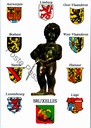 Brussels - "BRUXELLES" - Manneken Pis with arms of the 9 Belgian provinces
