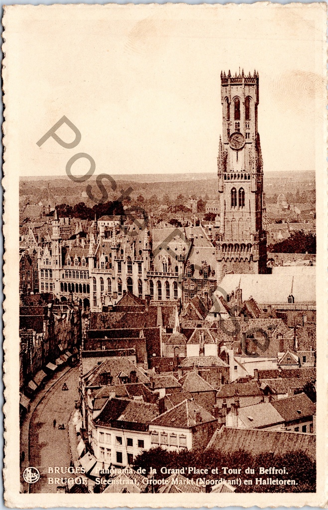 [Brugge0040] Bruges - "Panorama de la Grand'Place et Tour du Beffroi" - Panorama aérien de la Grand'Place et du Beffroi