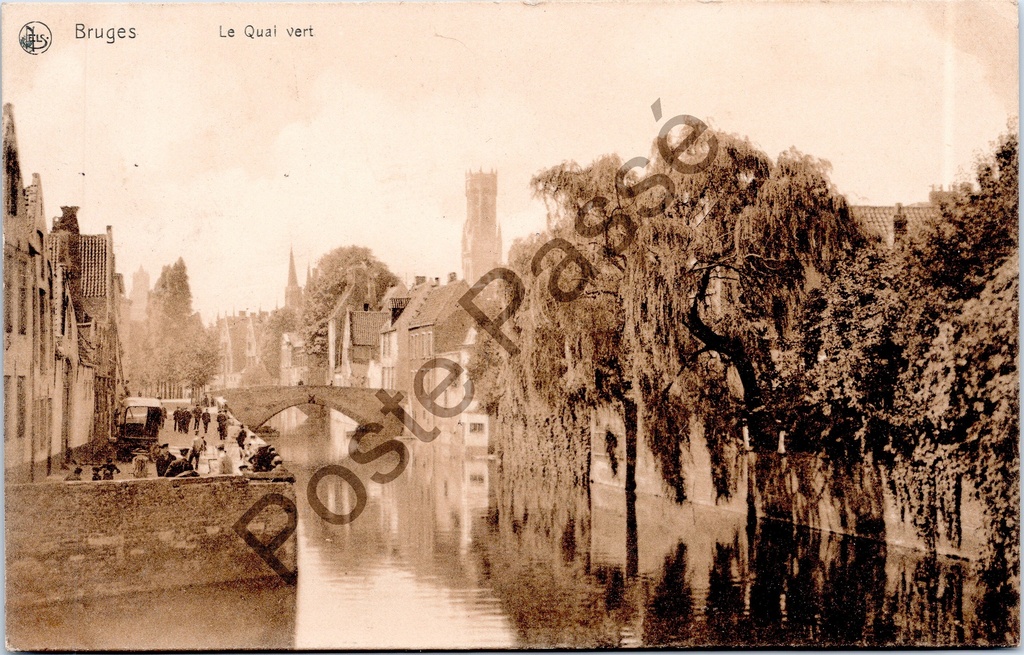 [Brugge0052] Bruges - "Le Quai vert" - The Green Rei with canal and bridge
