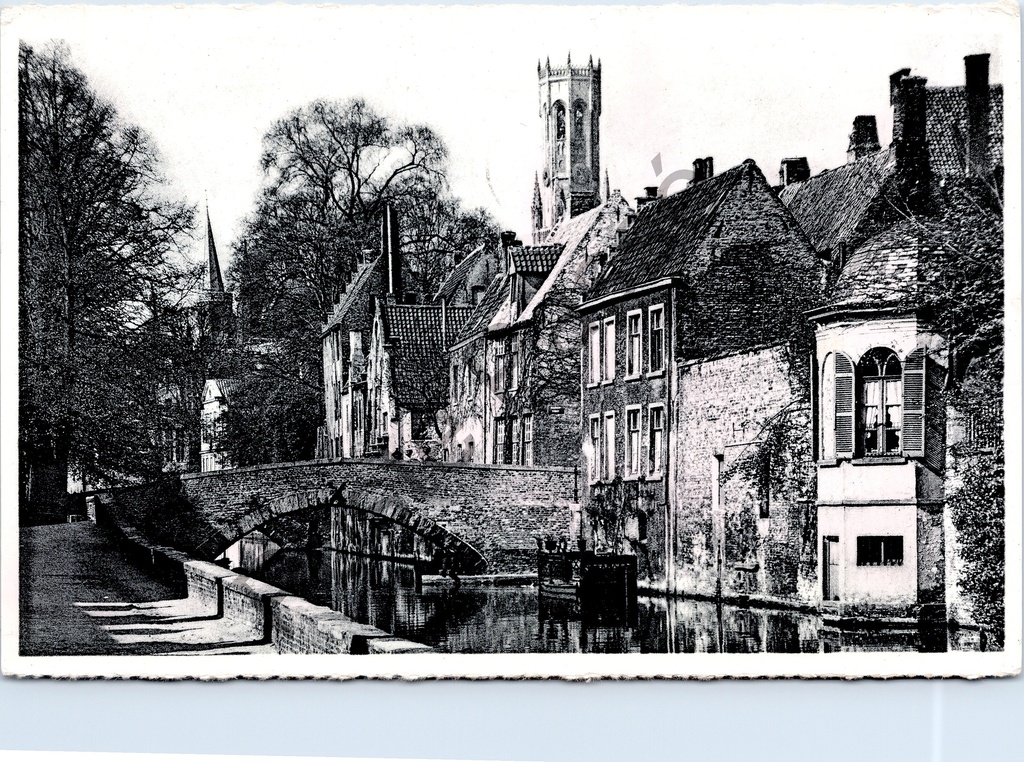 [Brugge0056] Bruges - "Groene Rei" - View of the Groene Rei with bridge and Belfry