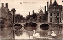 Bruges - "Bruges Pont du Béguinage" - Bridge at the Beguinage with swans on the canal
