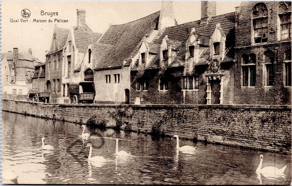 [Brugge0072] Brugge - "Quai Vert - Maison du Pélican" - Groene Rei met het Pelikaanhuis