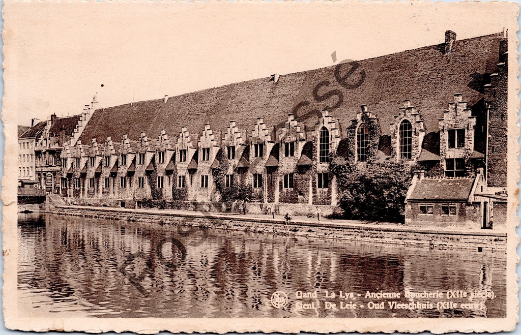 Gent - "Gand La Lys - Ancienne Boucherie (XIIe siècle). Gent De Leie - Oud Vleeschhuis (XIIe eeuw)." - Oud Vleeshuis aan de Leie