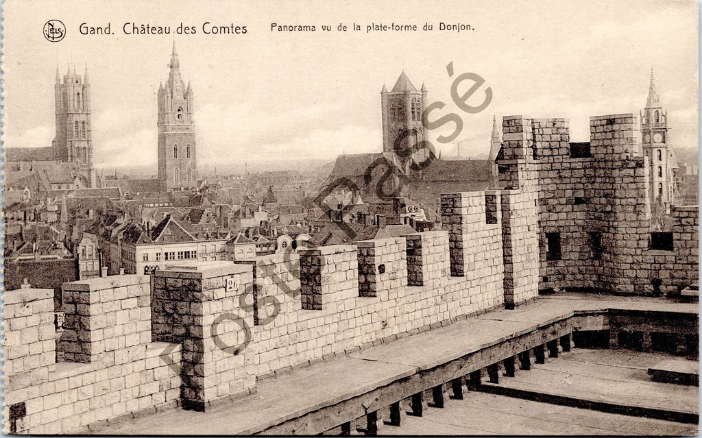 [Gent0246] Ghent - "Gand. Château des Comtes - Panorama vu de la plate-forme du Donjon." - Panorama seen from the platform of the Donjon of the Castle of the Counts
