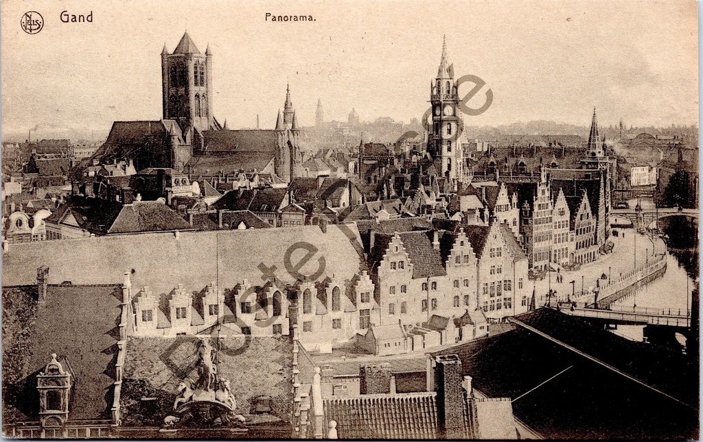 [Gent0248] Ghent - "Gand - Panorama." - Panoramic view over the city of Ghent