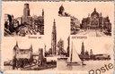 Anvers - "Greetings from Antwerp" - Carte de vœux multiple avec le bâtiment de la tour, l'église principale, Het Steen et la gare centrale.