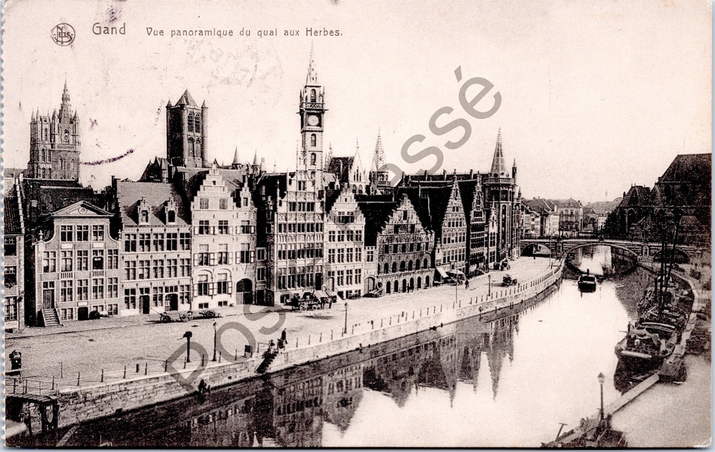 Ghent - "Vue panoramique du quai aux Herbes" - Panoramic view of the Graslei