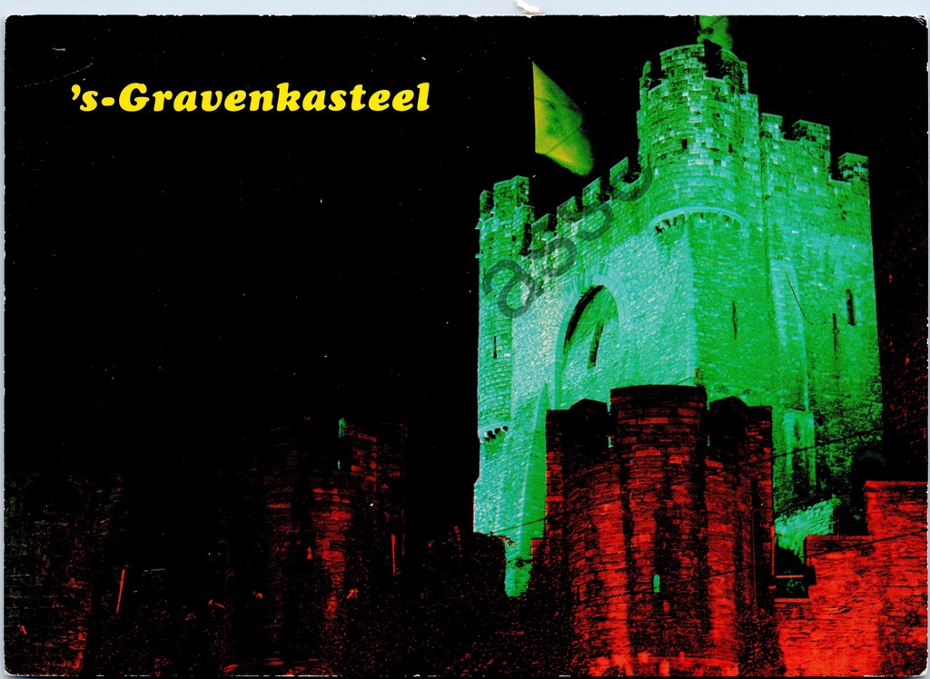 [Gent0312] Gand - "'s-Gravenkasteel" - Le Gravensteen la nuit avec un éclairage coloré