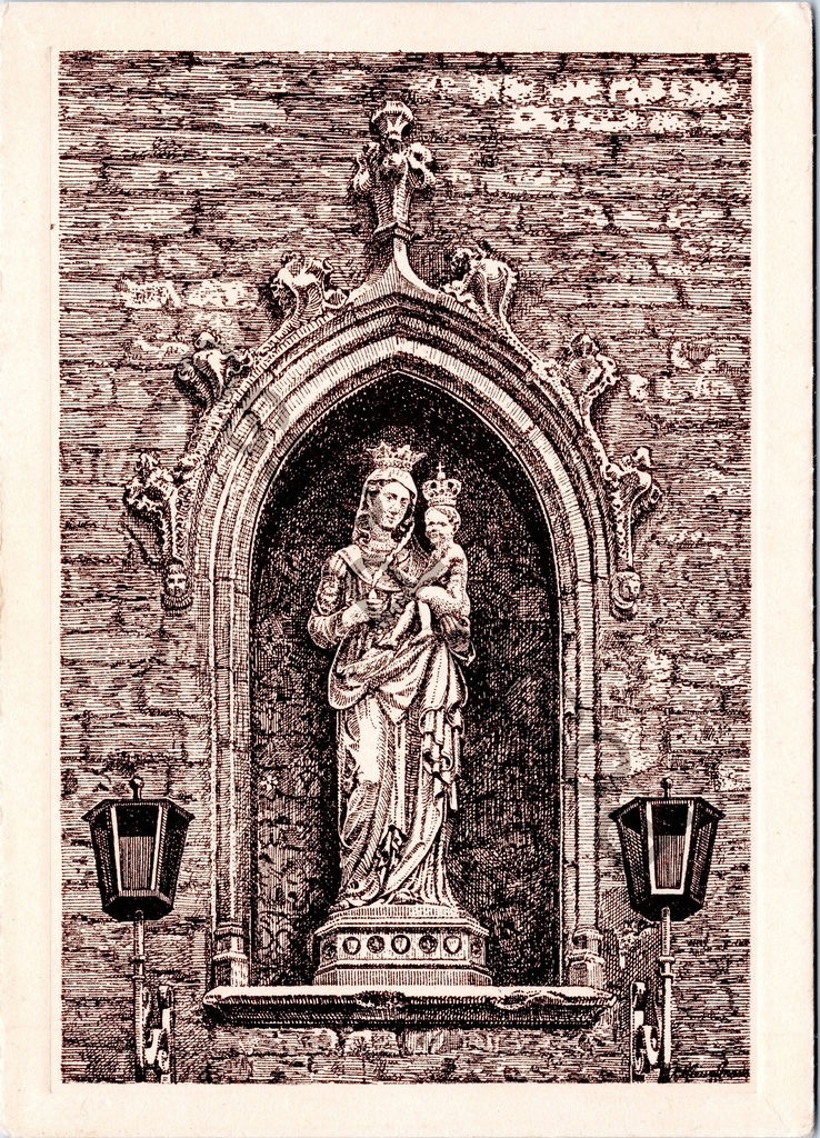[Gent0326] Gand - "Notre-Dame à l'encrier" - statue de Marie dans l'Oud Vleeschhuis