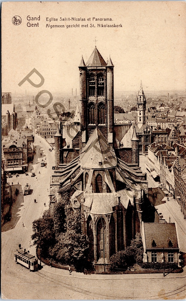 Gent - "Eglise Saint-Nicolas et Panorama / Algemeen gezicht met St. Nikolaaskerk" - Luchtpanorama met Sint-Niklaaskerk