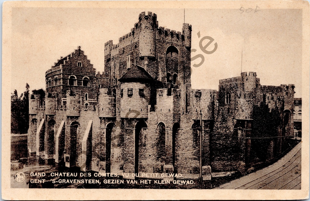 [Gent0368] Gand - "'S-Gravensteen, seen from the Klein Gewad" - Het Gravensteen seen from the Klein Gewad