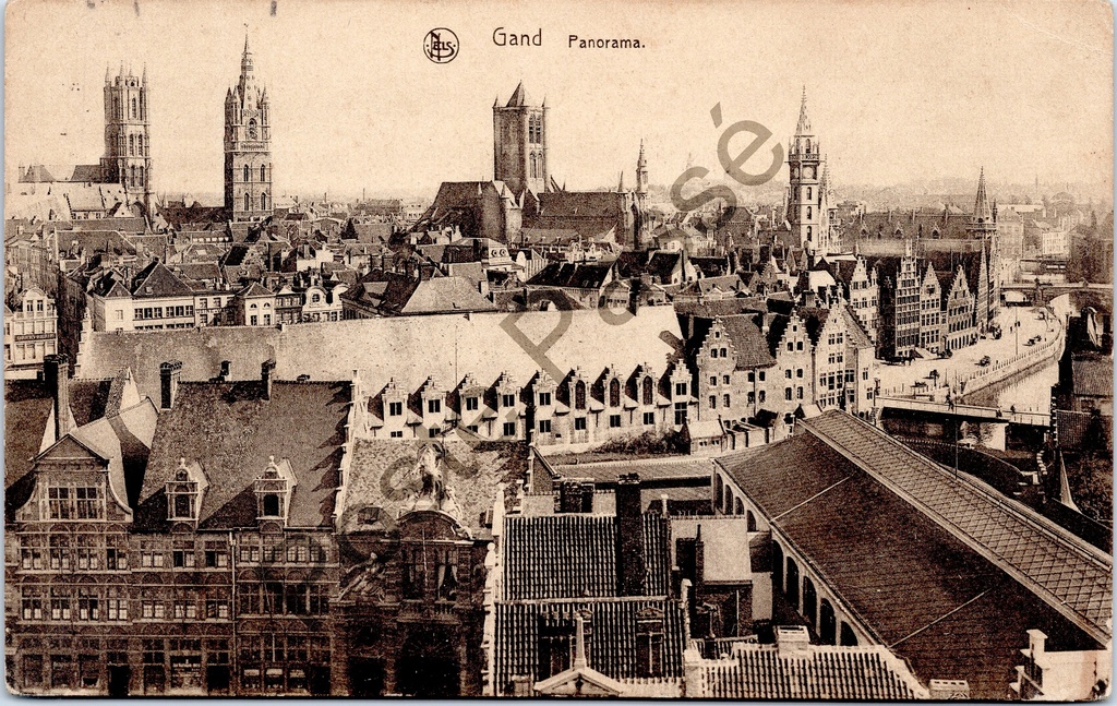 [Gent0374] Gent - "Gand Panorama." - Panoramisch stadsgezicht over Gent