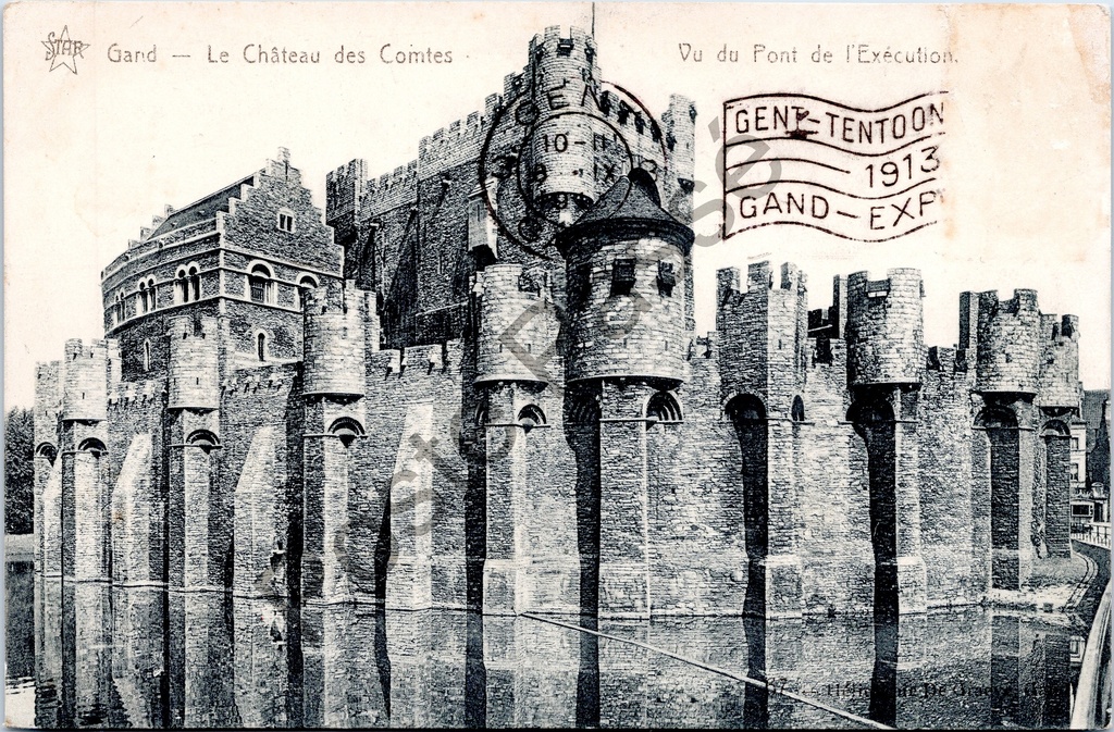 Gent - "Le Château des Comtes - Vu du Pont de l'Exécution" - Gravensteen gezien vanaf de Executiebrug