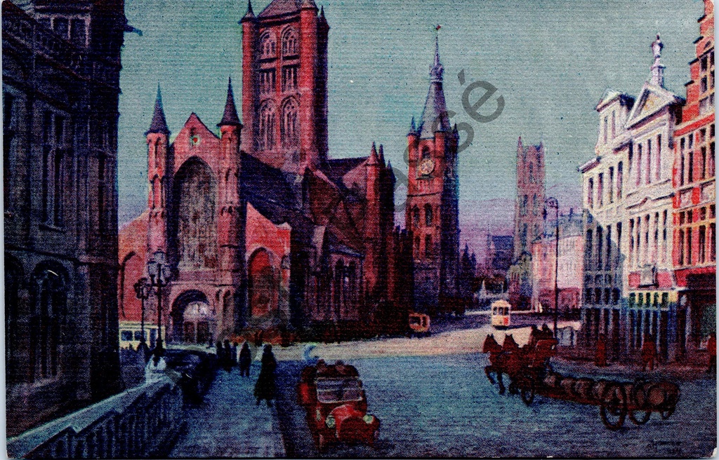 [Gent0430] Ghent - "St Nicholas' Church, Belfry and St Bavo's Church" - View of St Nicholas' Church, Belfry and St Bavo's Cathedral