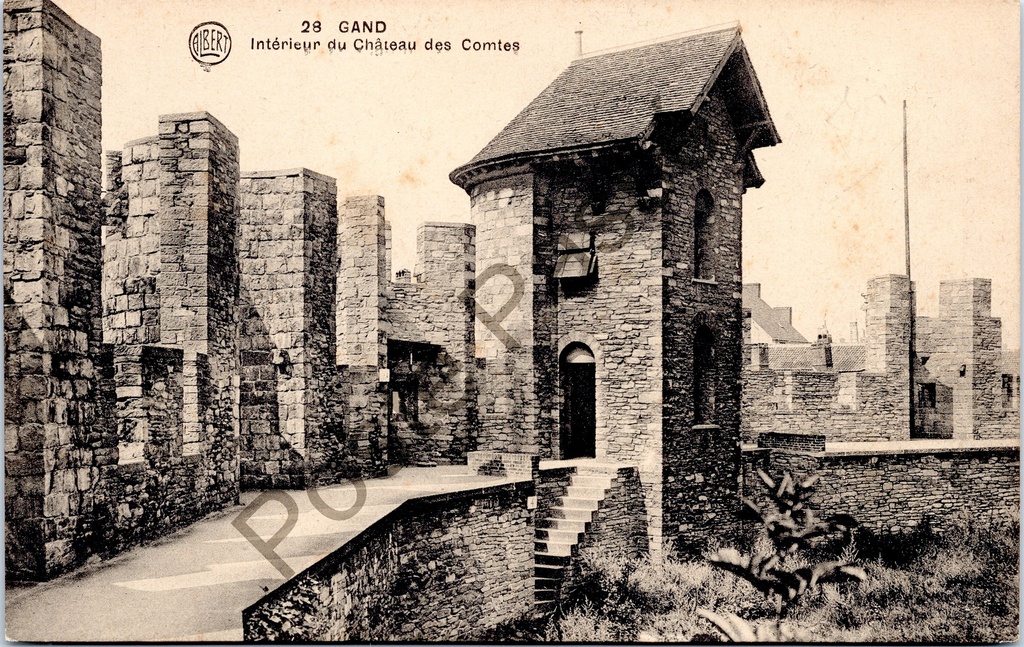 Gent - "Intérieur du Château des Comtes" - Binnenplaats van het Gravensteen