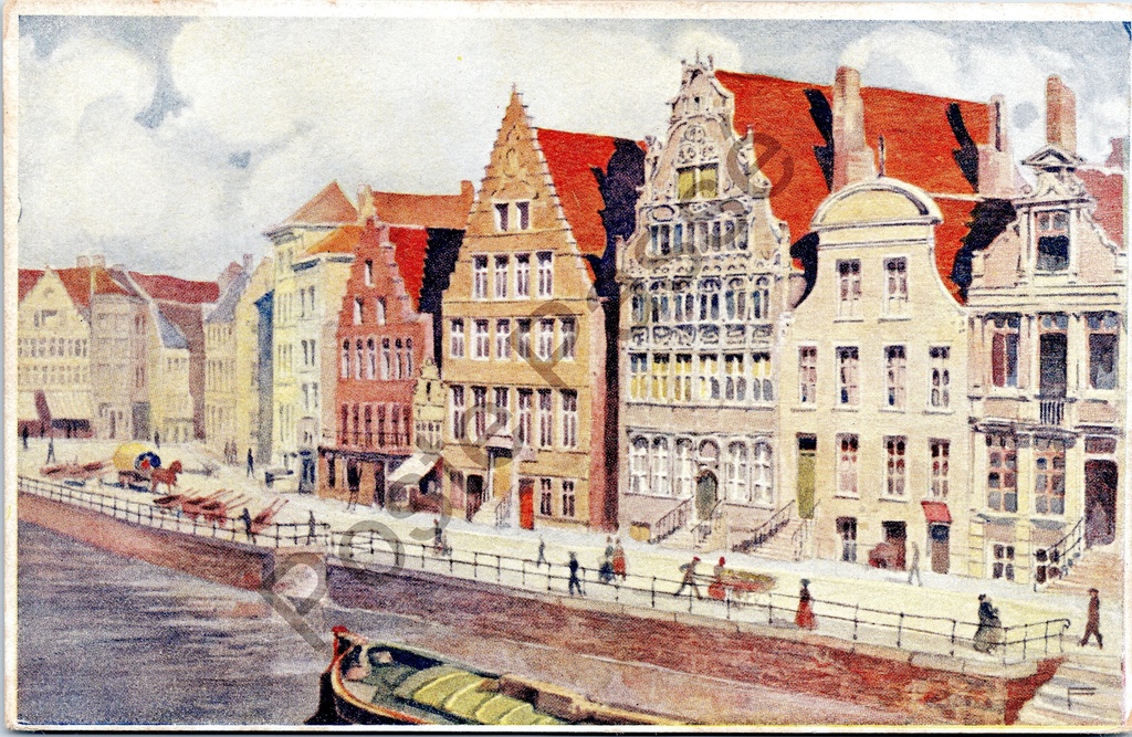 [Gent0470] Gand - "De Graslei" - Vue du Graslei avec les maisons historiques des guildes le long de la Lys.