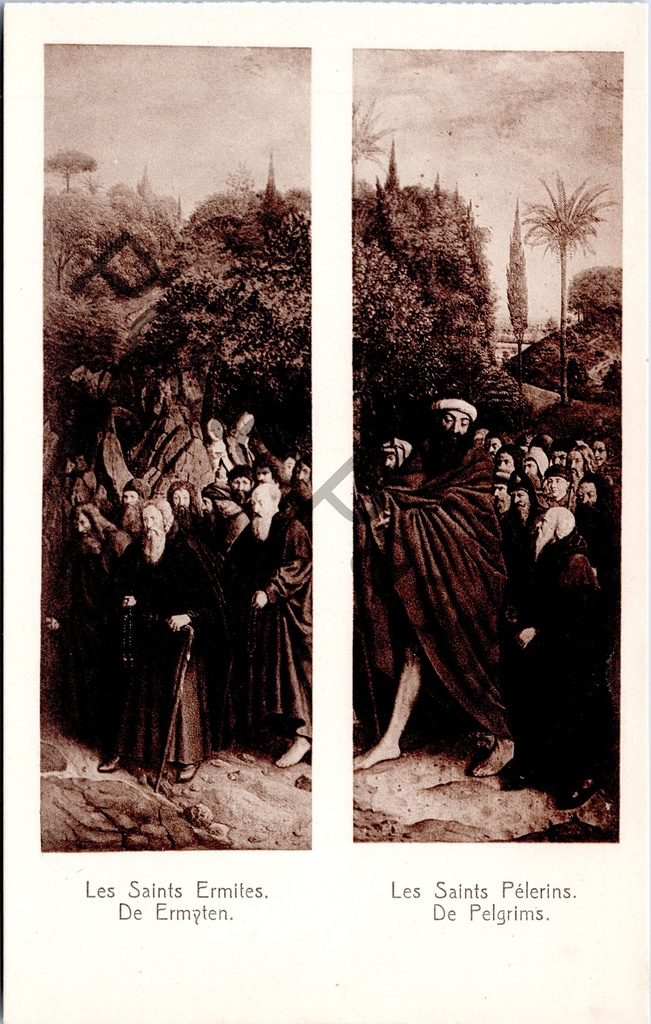 Ghent - "Les Saints Pélerins / Les Saints Ermites" - The Holy Pilgrims and Holy Hermits, panels from the Mystic Lamb (Van Eyck)