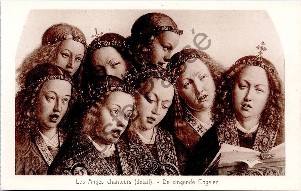 Gent - "Les Anges chanteurs (détail). - De zingende Engelen." - Detail van het Lam Gods: de zingende engelen