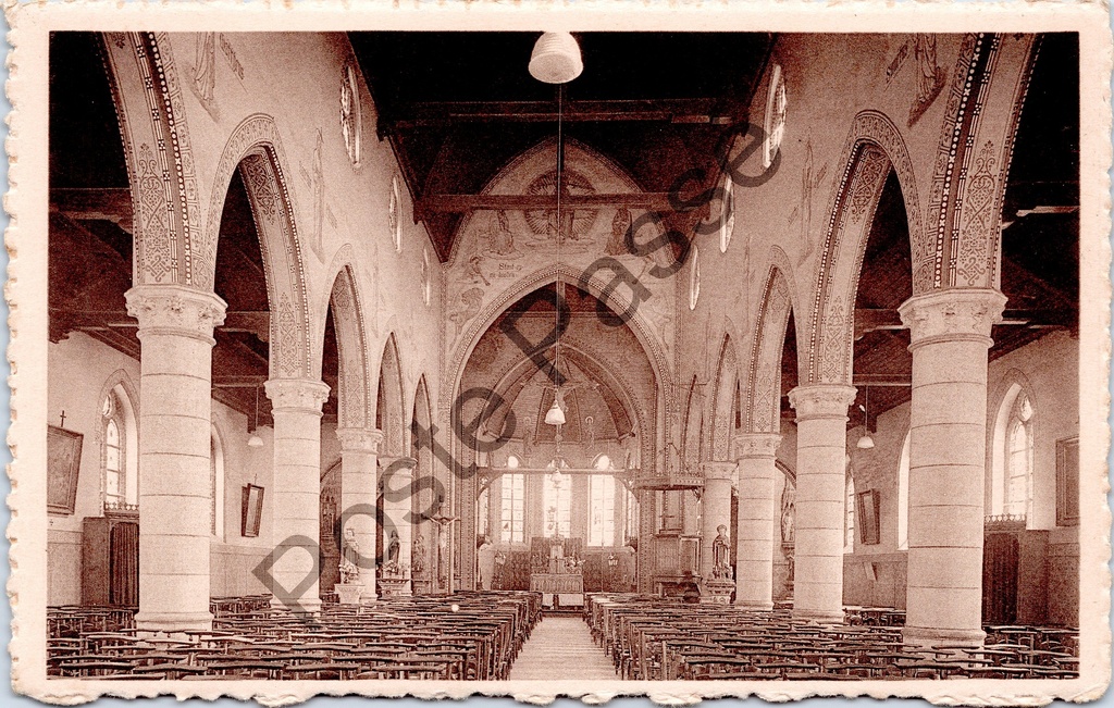 [Harelbeke0020] Hulste - "Binnenzicht der Kerk" - Interieur van de kerk