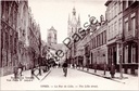 Ypres - "La Rue de Lille - The Lille street" - View of Lille street with St Martin's Cathedral in the background