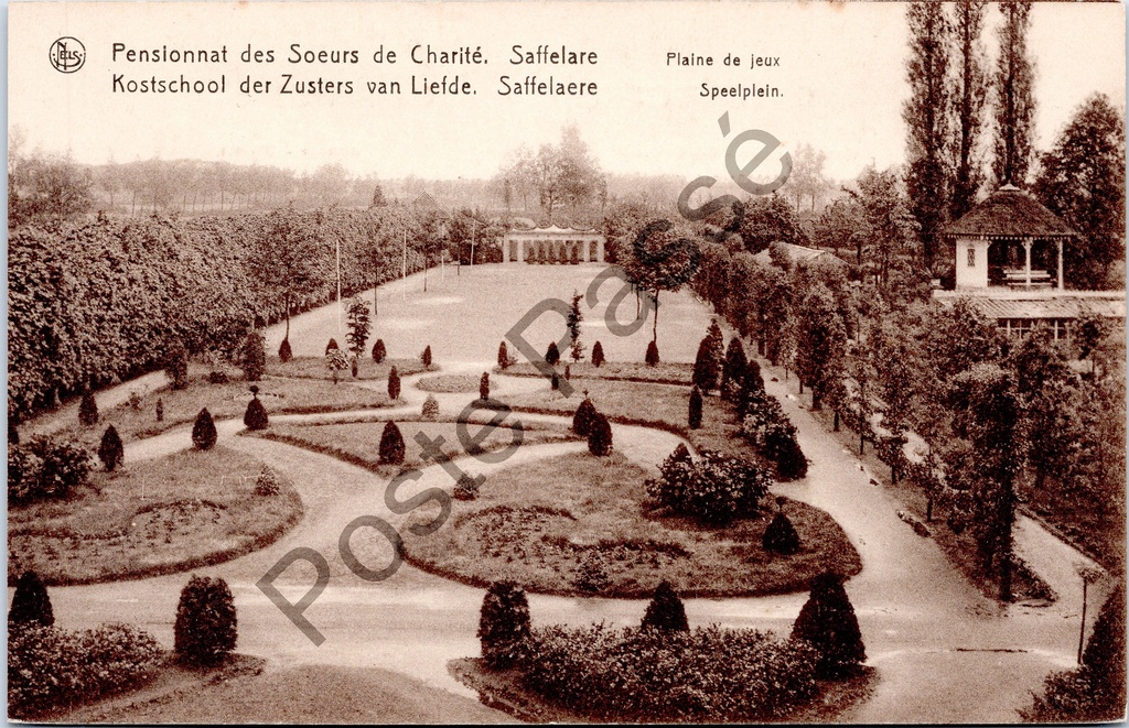 [Lochristi0092] Saffelaere - "Pensionnat des Soeurs de Charité. Saffelare" - Cour de récréation du pensionnat des Soeurs de Charité.