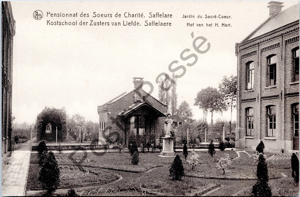 [Lochristi0098] Saffelaere - "Kostschool der Zusters van Liefde. Saffelaere - Jardin du Sacré-Cœur". - Jardin du Sacré-Cœur de l'internat des Sœurs de la Charité.