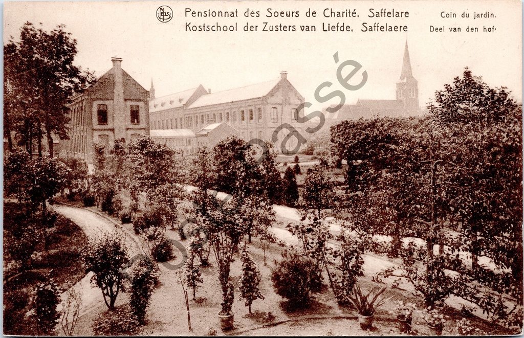 [Lochristi0104] Zomergem - "Kostschool der Zusters van Liefde. Saffelaere" - Garden of the boarding school of the Sisters of Charity