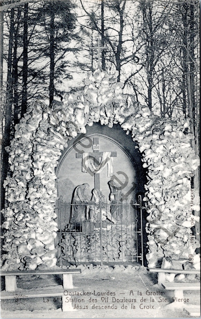 Gand - "Oostacker-Lourdes - A la Grotte Station des VII Douleurs de la Ste Vierge Jésus descendu de la Croix" - Grotte d'Oostacker-Lourdes, Station des Sept Douleurs