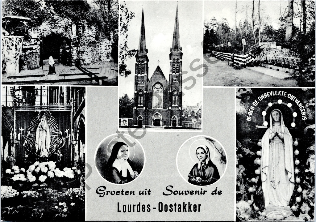 [Oostakker0124] Oostakker - "Greetings from Souvenir de Lourdes-Oostakker" - Carte de la vue du lac site de pèlerinage Lourdes d'Oostakker
