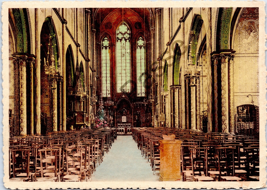Gand - "Vue intérieure de la Basilique" - Intérieur de la Basilique d'Oostacker-Lourdes