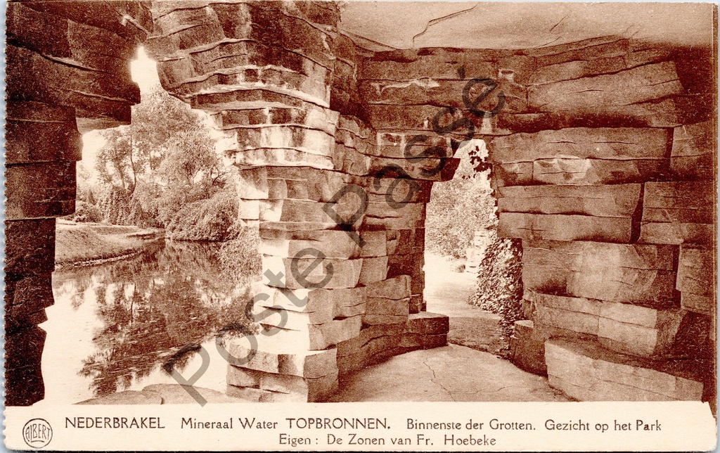 [Brakel0334] Nederbrakel - "Mineral Water TOPBRONNEL. Interior of Caves. View of the Park" - Interior of the caves of Top springs with view of the park