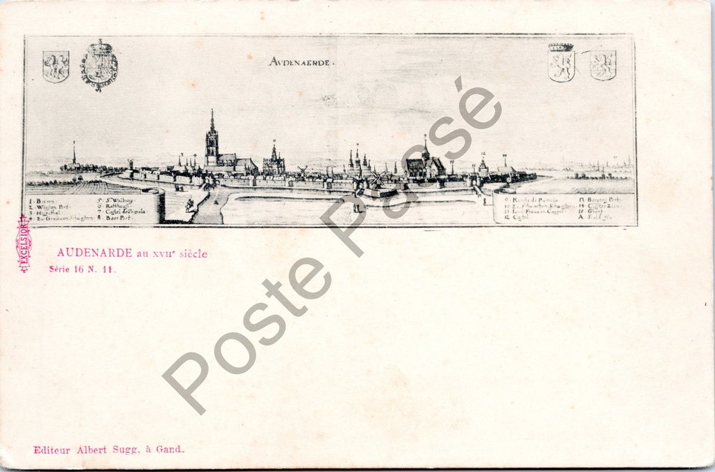 [Oudenaarde0268] Audenarde - "AUDENARDE au XVIIe siècle" - Vue panoramique de la ville d'Audenarde au XVIIe siècle