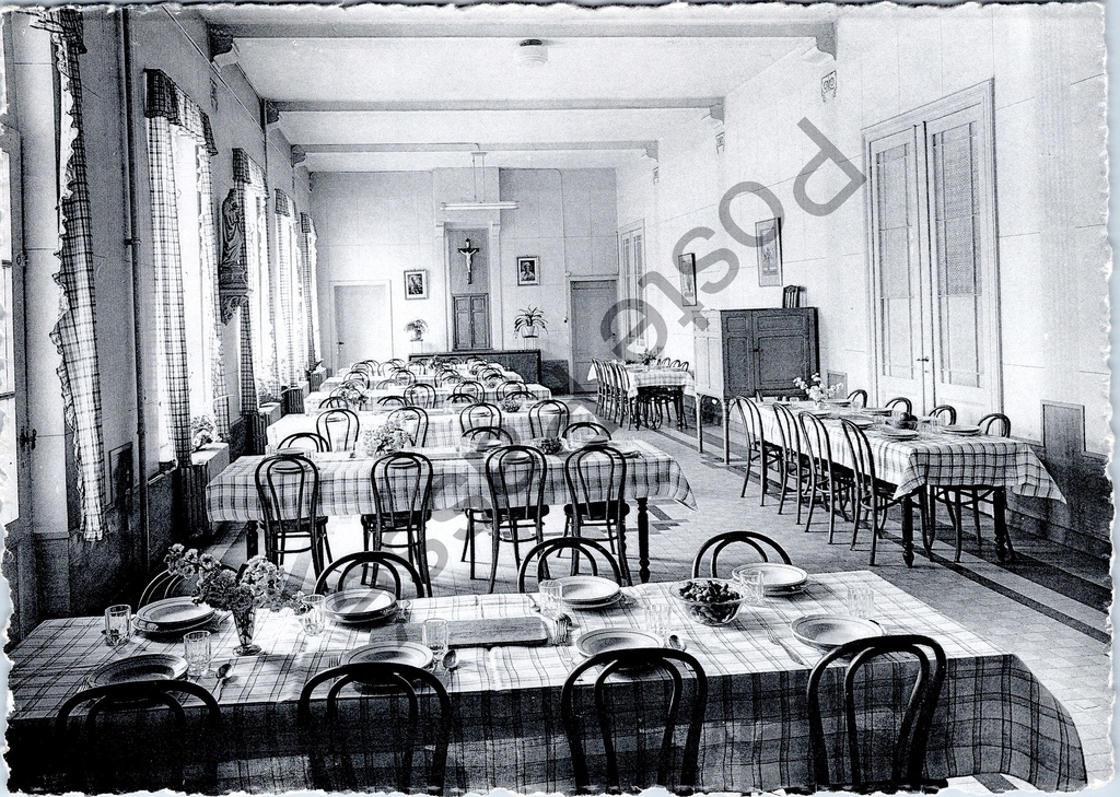 [Oudenaarde0194] Beirlegem - "Pensionnat - Beirlegem - Boarding school - Réfectoire - Dining hall" - Réfectoire du pensionnat