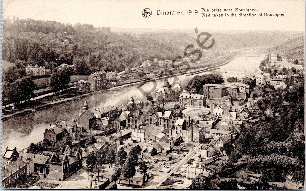 [Dinant0186] Dinant - "Vue prise vers Bouvignes" - Panoramisch zicht richting Bouvignes (1919)