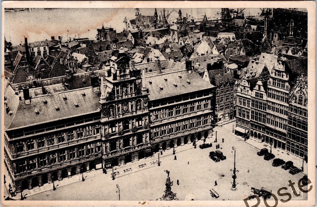 Antwerpen - "Panorama der Groote Markt / Panorama de la Grand'Place" - Luchtpanorama van de Grote Markt met stadhuis