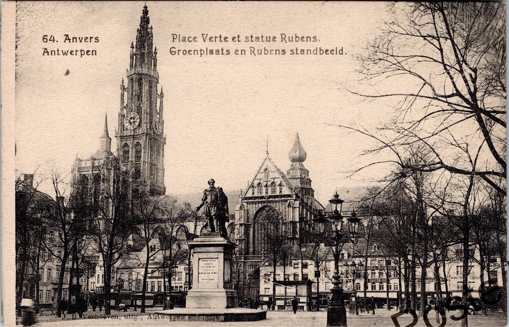 [Antwerpen32] Antwerpen - "Place Verte et statue Rubens / Groenplaats en Rubens standbeeld" - Groenplaats met Rubenstandbeeld