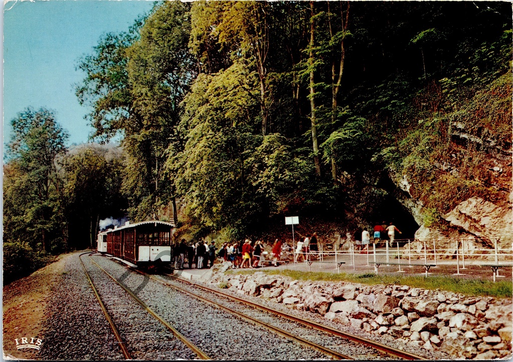 Han-sur-Lesse - "Grottes de Han-sur-Lesse - Arrivée du tram - Entrée de la Grotte" - Grotten van Han, aankomst tram aan grotingang