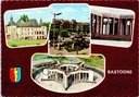 Bastogne - "BASTOGNE" - Carte multiple avec Château de Bastogne, Place du Marché avec char, Mémorial de Mardasson