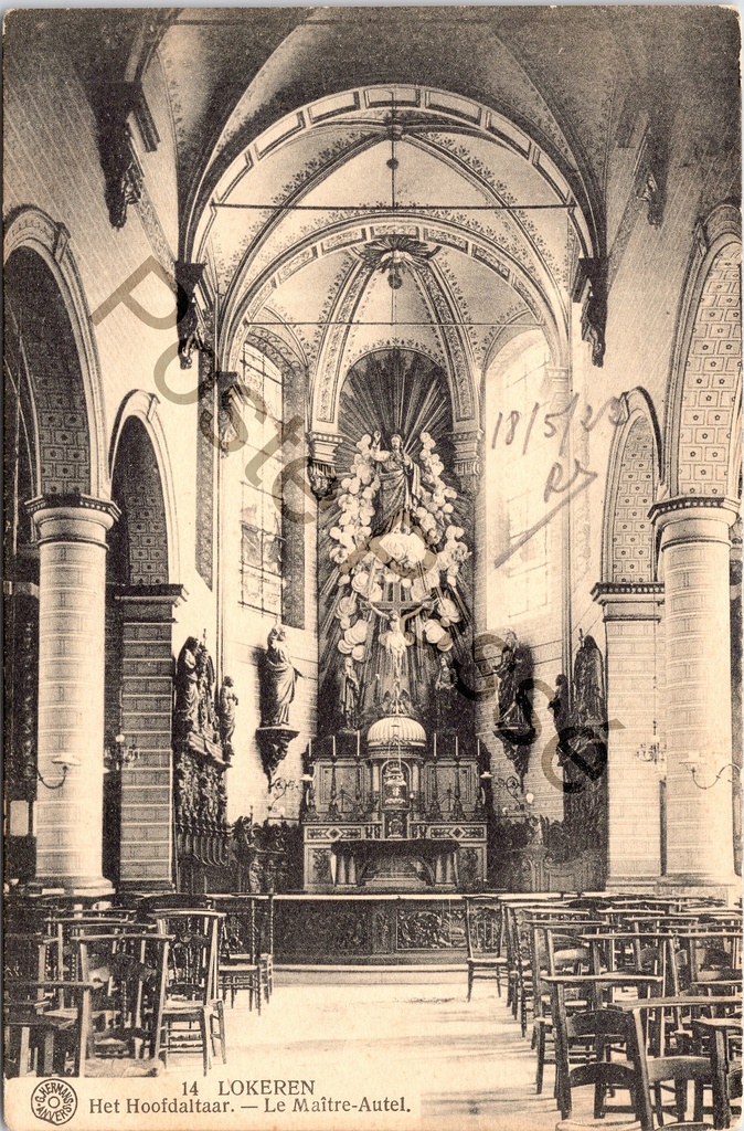 [Lokeren0184.jpg] Lokeren - "Het Hoofdaltaar. — Le Maître-Autel." - Interieur hoofdaltaar Sint-Laurentiuskerk