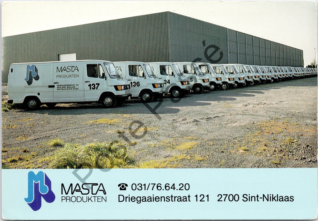 [Sint-Niklaas0224.jpg] Sint-Niklaas - "MASTA PRODUKTEN" - Reclamekaart met wagenpark van reinigingsmiddelenbedrijf Masta