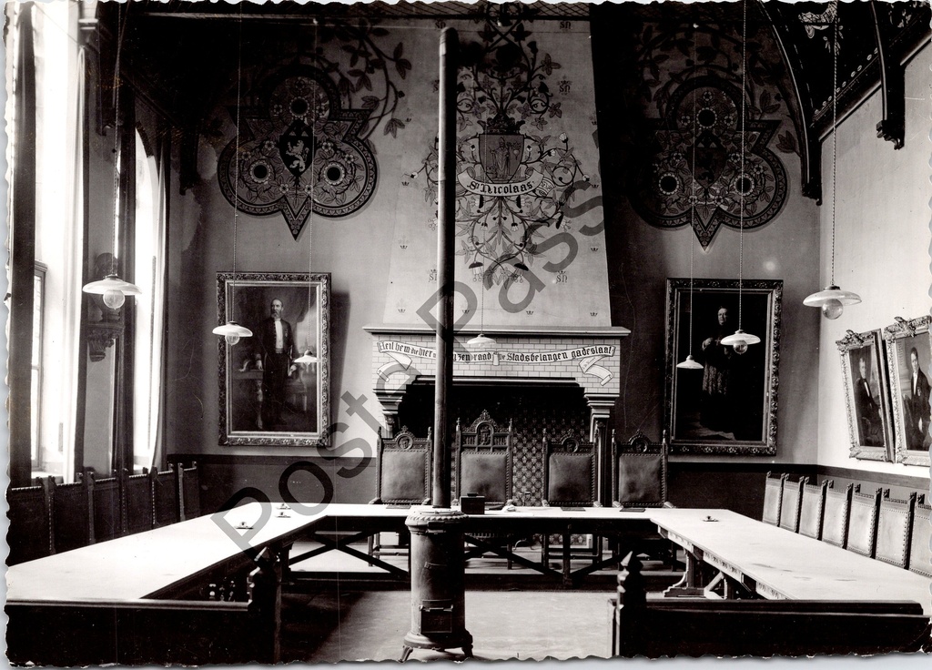 Sint-Niklaas - "Stadhuis : Raadzaal" - Interieur raadzaal van het stadhuis