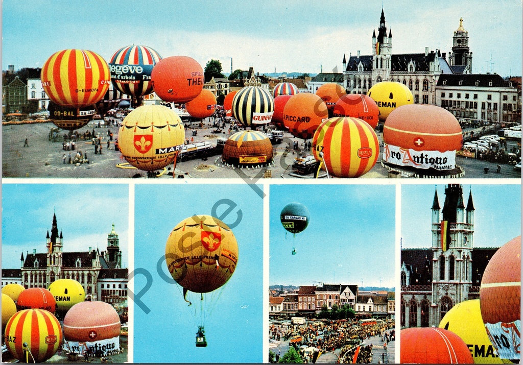 Sint-Niklaas - "Internationale Ballonwedstrijd" - Heteluchtballonnen boven de Grote Markt