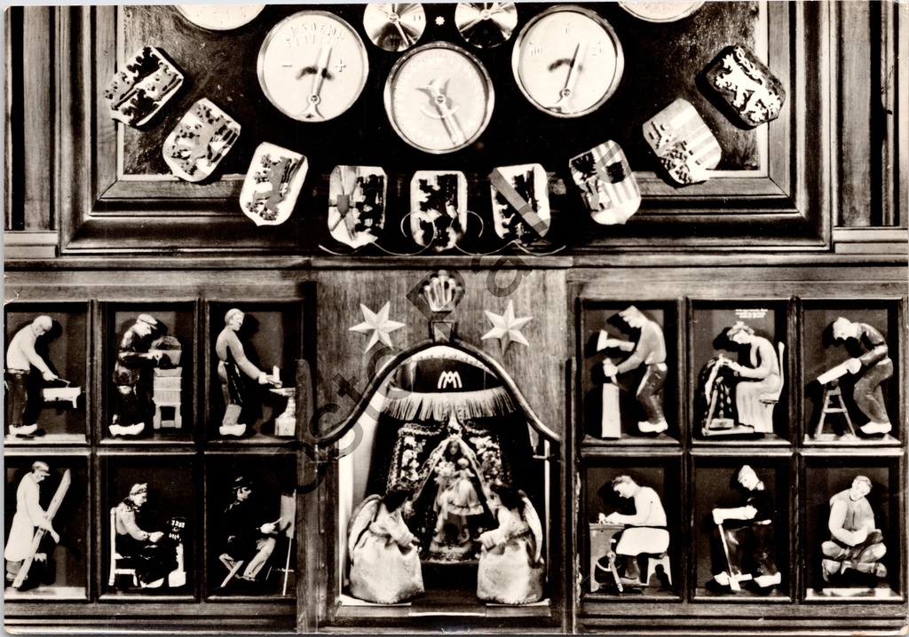 [Sint-Niklaas0298.jpg] Sint-Niklaas - "Astronomisch Uurwerk - DE HEIRMANKLOK" - Detail voorzijde astronomisch uurwerk Kasteel Walburg